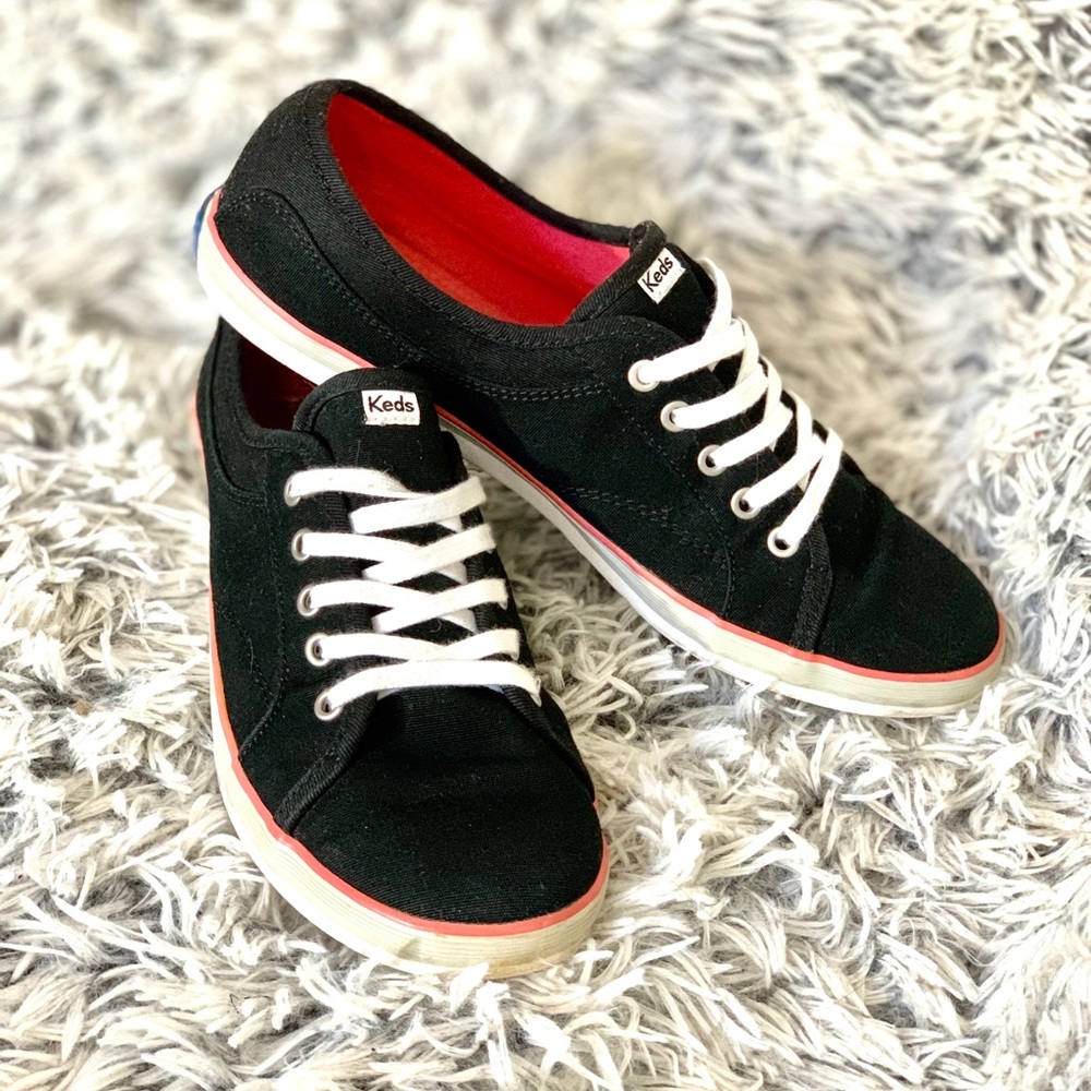 Keds Black pink trim shoes